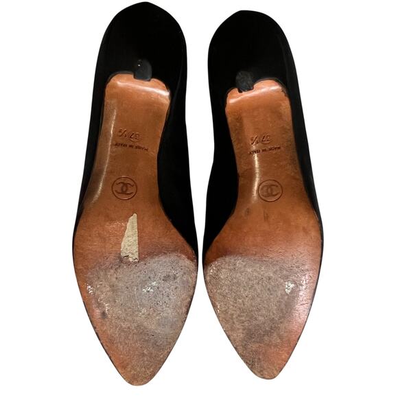Chanel Black Interlocking CC Logo Nylon Pumps, US7.5,/T37.5 - Picture 8 of 15